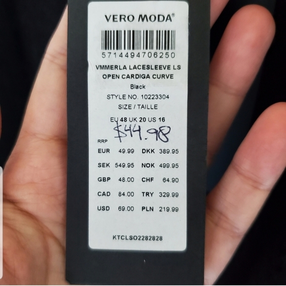 Vero Moda wool blend lace detail open cardigan NWT - Picture 4 of 4